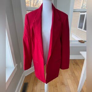 Vintage Sag Harbor Classic Red Wool Oversized Blazer Jacket Size 16 Large